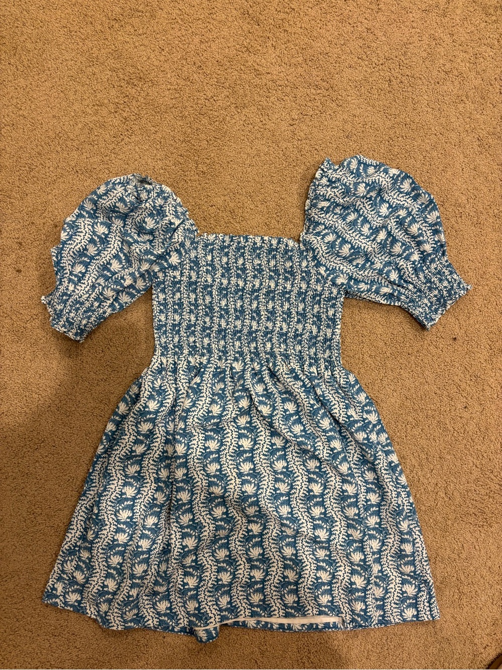 Hill house Puff Sleeve Dress - Blue Floral